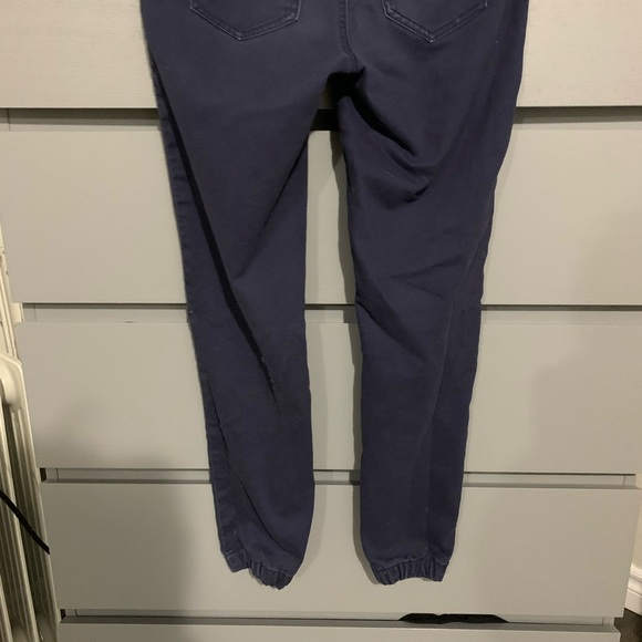 navy blue fitted jogger pants with cuffed ankle - Picture 3 of 3